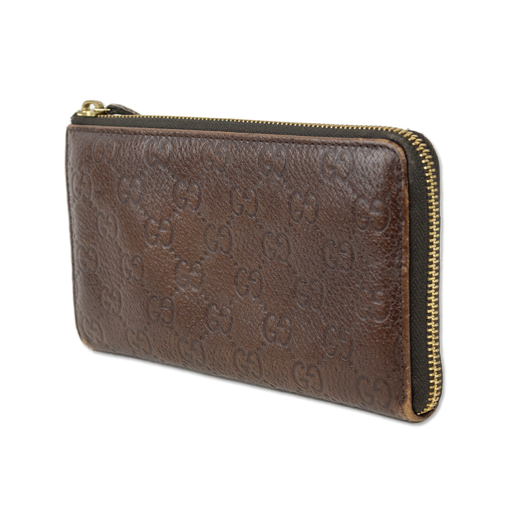 Gucci Brown Embossed Leather Signature Wallet