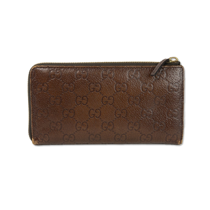 Gucci Brown Embossed Leather Signature Wallet