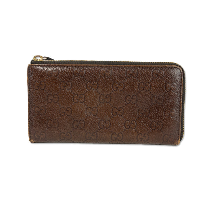 Gucci Brown Embossed Leather Signature Wallet