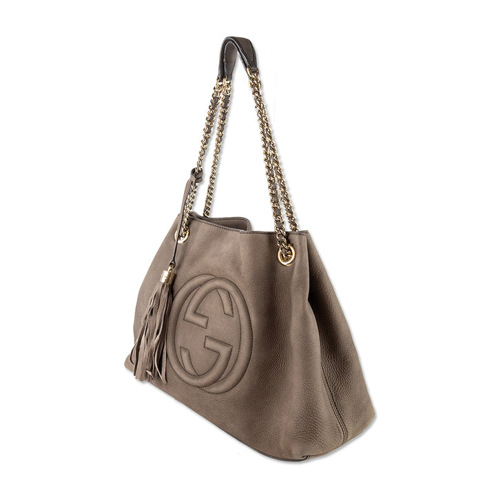 Gucci Brown Leather Soho Tote with Chain Strap