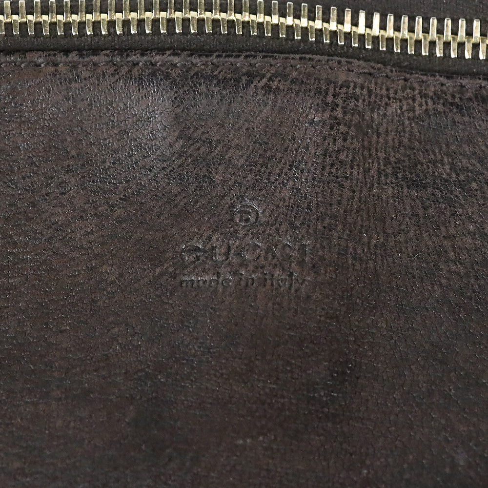 Gucci Brown Nubuck Web Strap Half Moon Hobo Bag