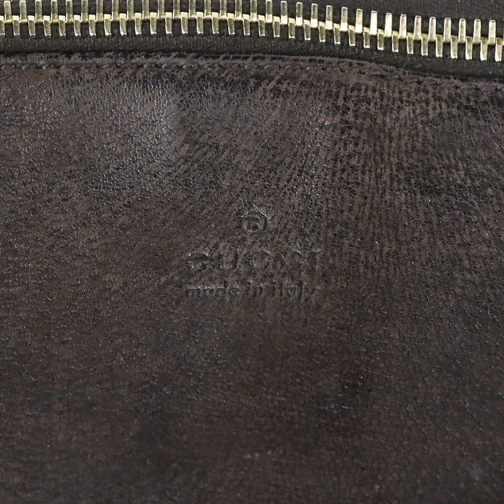 Gucci Brown Nubuck Web Strap Half Moon Hobo Bag