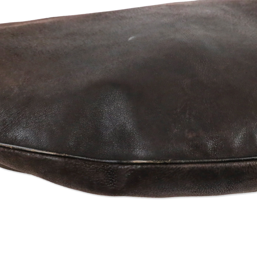 Gucci Brown Nubuck Web Strap Half Moon Hobo Bag