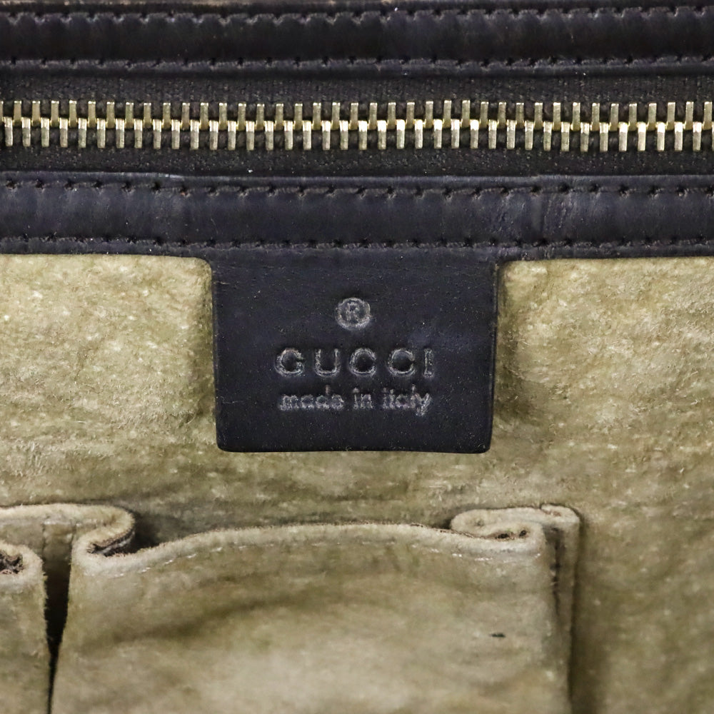 Gucci Brown Nubuck Web Strap Half Moon Hobo Bag