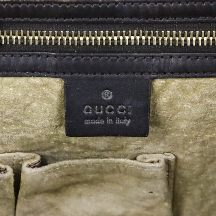 Gucci Brown Nubuck Web Strap Half Moon Hobo Bag