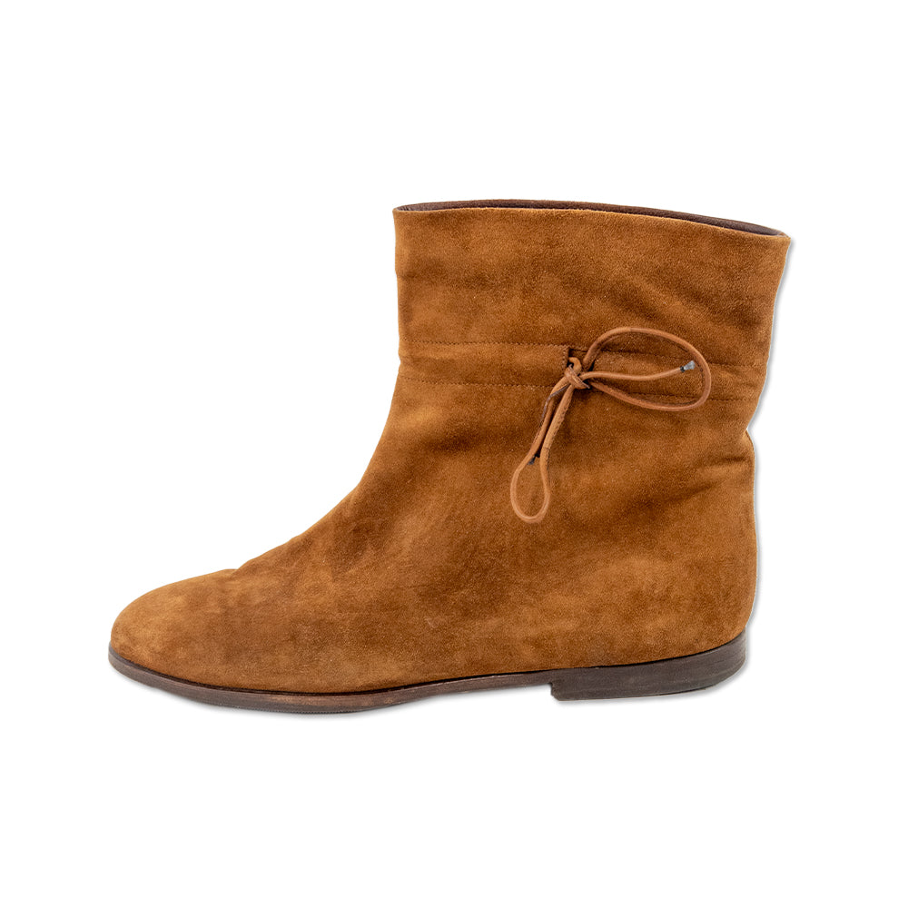 Gucci Brown Suede Flat Ankle Boots