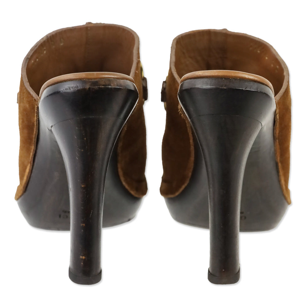 Gucci Brown Suede Horseit Clog Mule