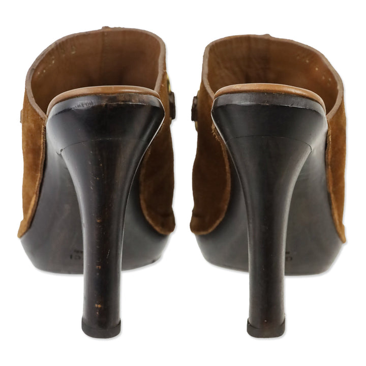 Gucci Brown Suede Horseit Clog Mule