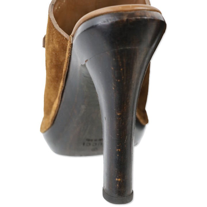 Gucci Brown Suede Horseit Clog Mule