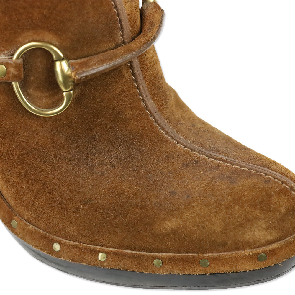 Gucci Brown Suede Horseit Clog Mule