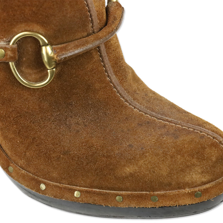 Gucci Brown Suede Horseit Clog Mule