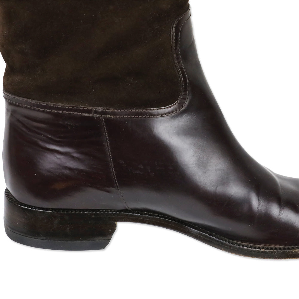 Gucci Brown Suede/Leather Knee High Horsebit Riding Boots