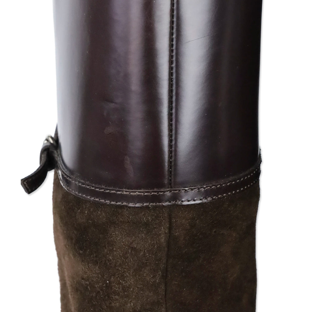 Gucci Brown Suede/Leather Knee High Horsebit Riding Boots