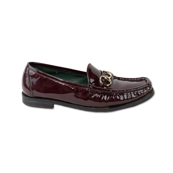 Gucci Burgundy Patent Leather Horsebit Loafers