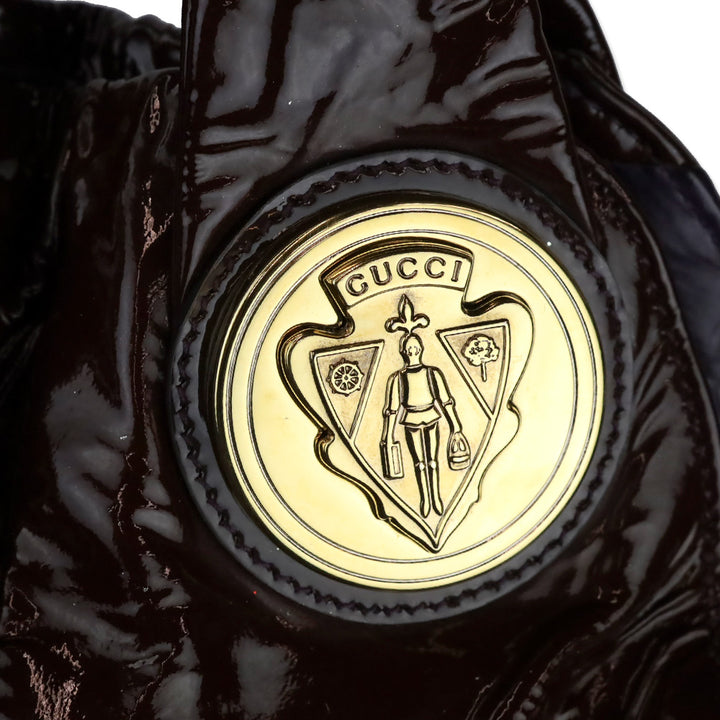 Gucci Burgundy Patent Leather Hysteria Large Hobo Bag