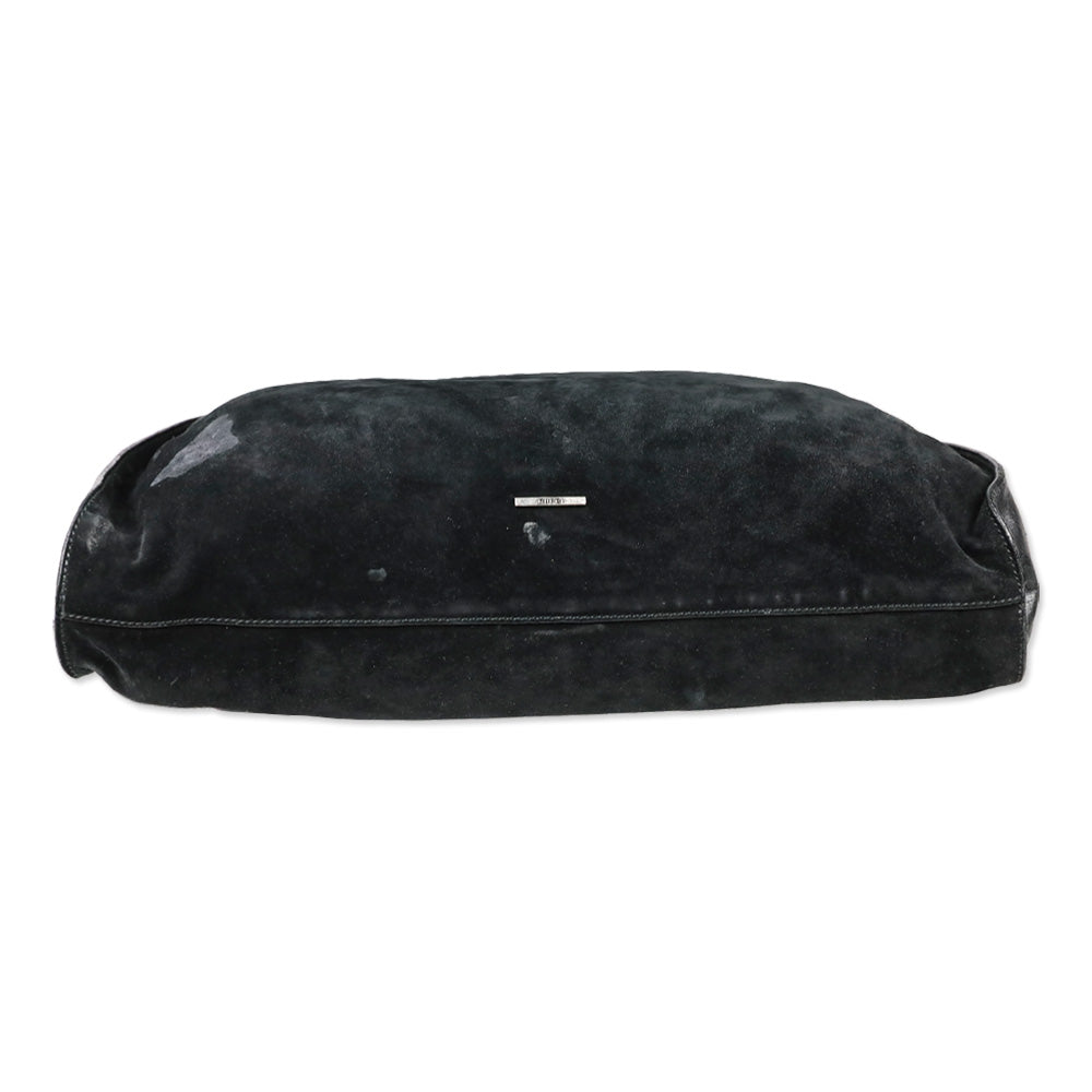 Gucci By Tom Ford Vintage Black Suede Ruched Shoulder Bag