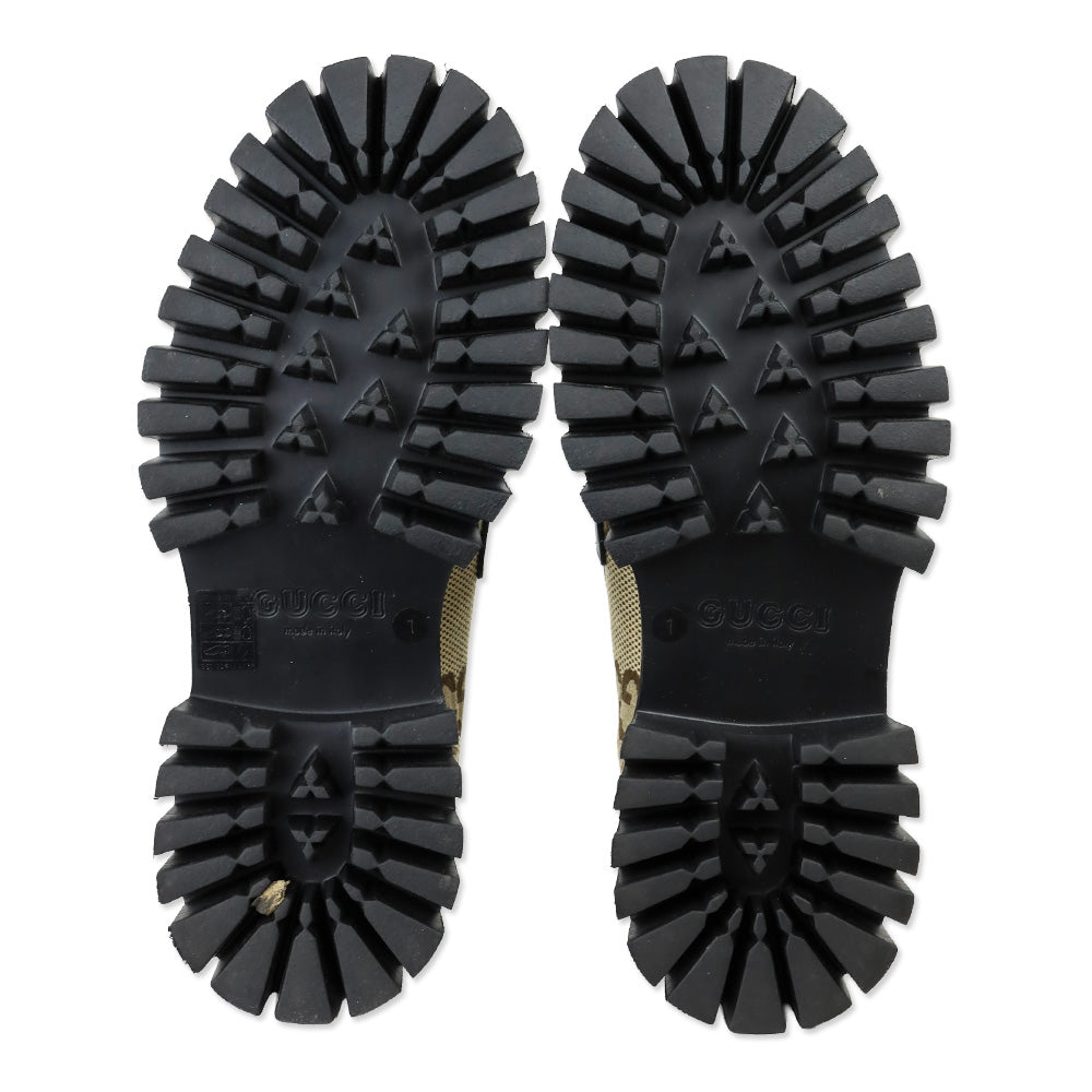 Gucci Camel Ebony/Black Macro Moccasin GG Canvas Loafer