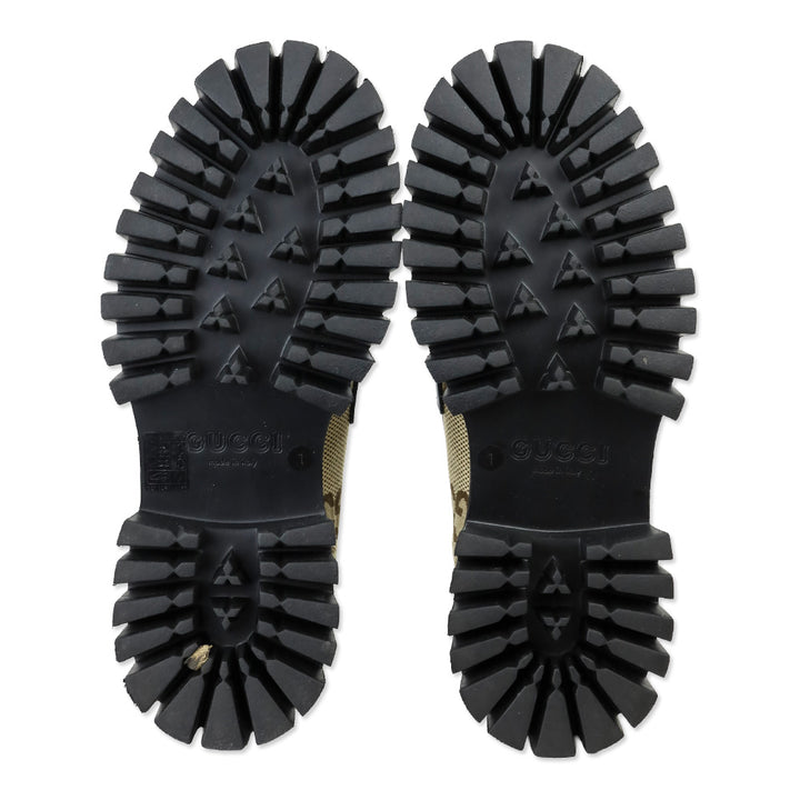 Gucci Camel Ebony/Black Macro Moccasin GG Canvas Loafer