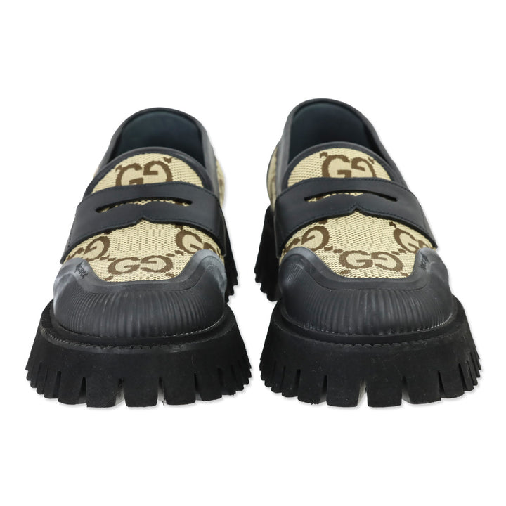Gucci Camel Ebony/Black Macro Moccasin GG Canvas Loafer