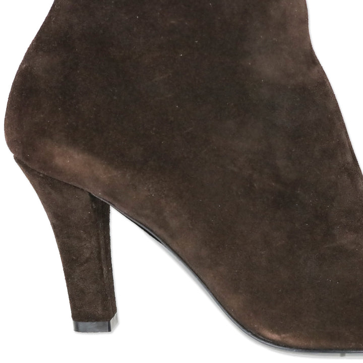 Gucci Chocolate Brown Suede Web Stripe Knee-High Booties
