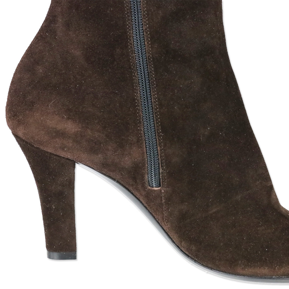 Gucci Chocolate Brown Suede Web Stripe Knee-High Booties