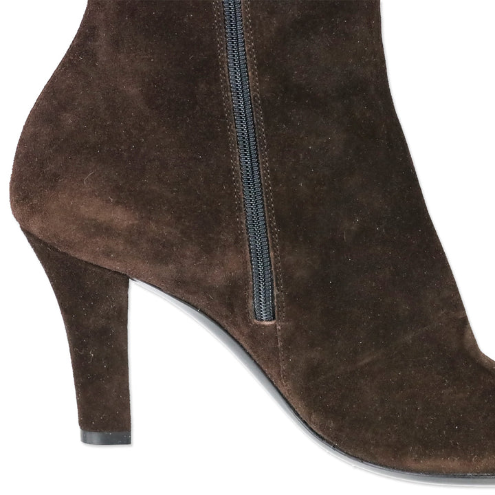 Gucci Chocolate Brown Suede Web Stripe Knee-High Booties