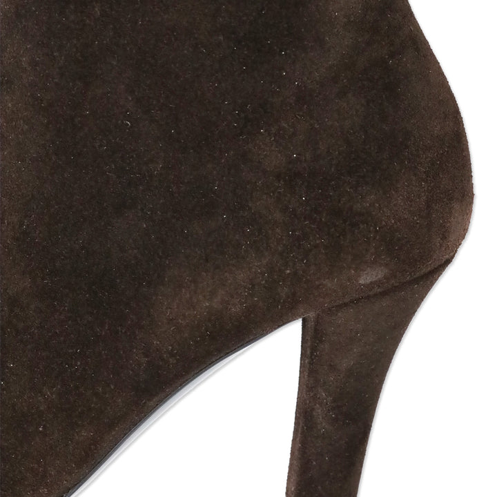 Gucci Chocolate Brown Suede Web Stripe Knee-High Booties