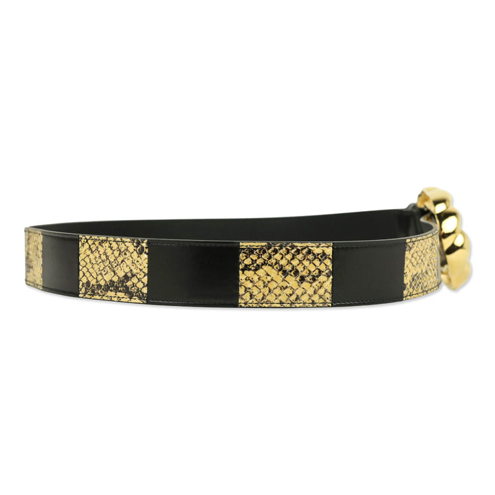 Gucci Ciny Calfskin Lux Snakeskin and Black Leather Torchon 35mm Belt