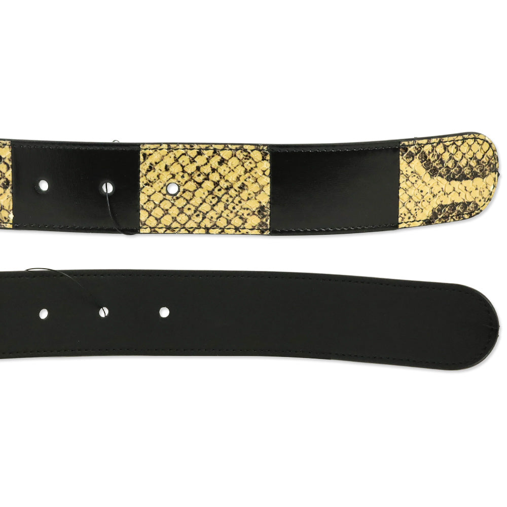 Gucci Ciny Calfskin Lux Snakeskin and Black Leather Torchon 35mm Belt