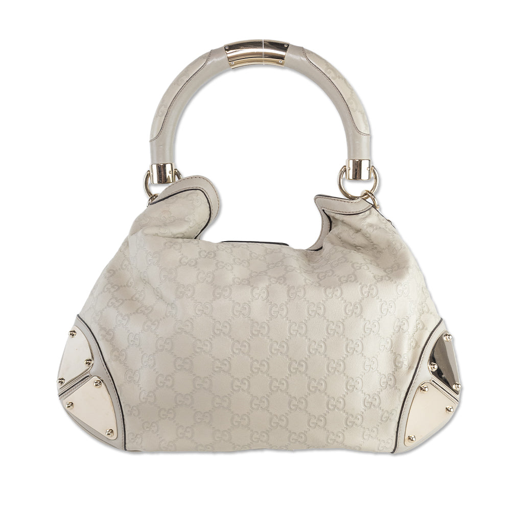 Gucci Cream GG Signature Leather Babushka Indy Bag