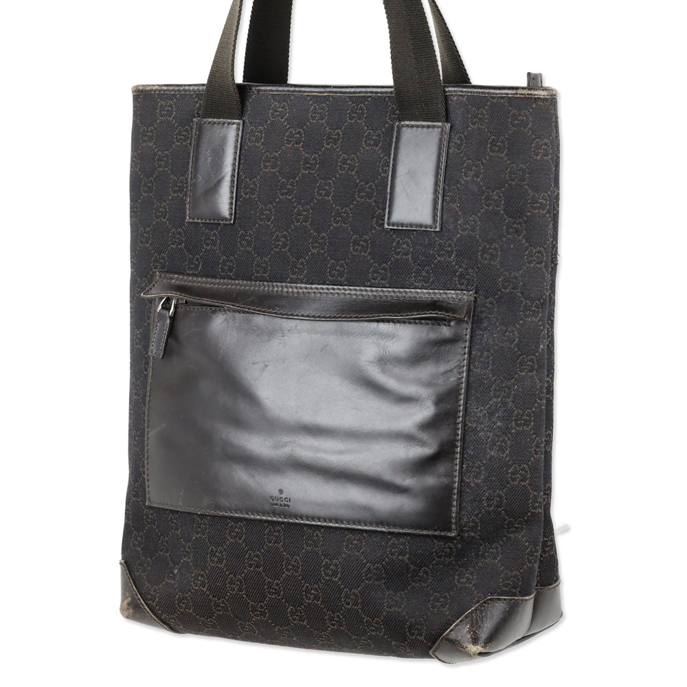 Gucci Dark Brown GG Monogram Canvas Tall Pocket Tote