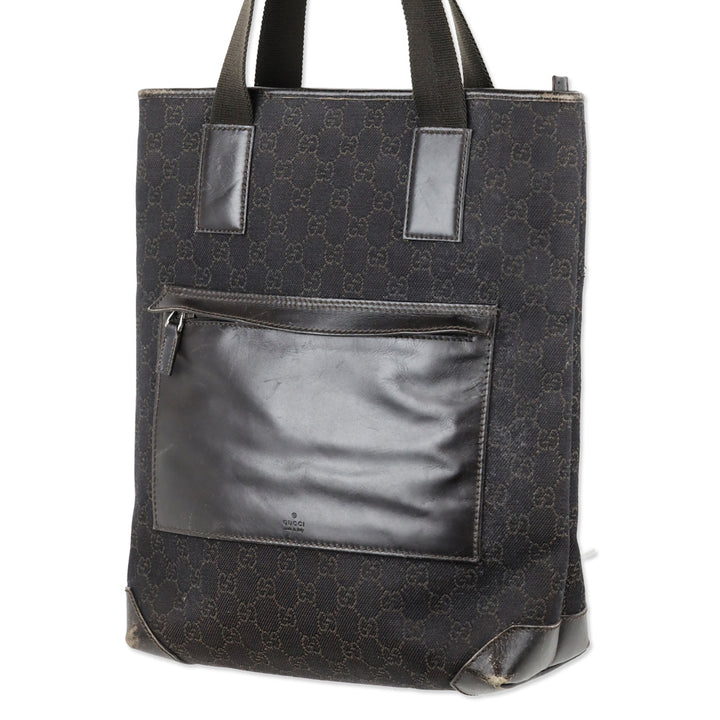 Gucci Dark Brown GG Monogram Canvas Tall Pocket Tote