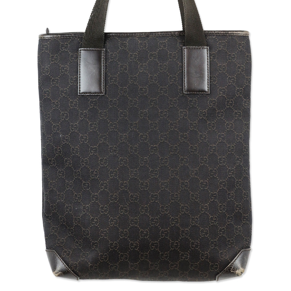 Gucci Dark Brown GG Monogram Canvas Tall Pocket Tote