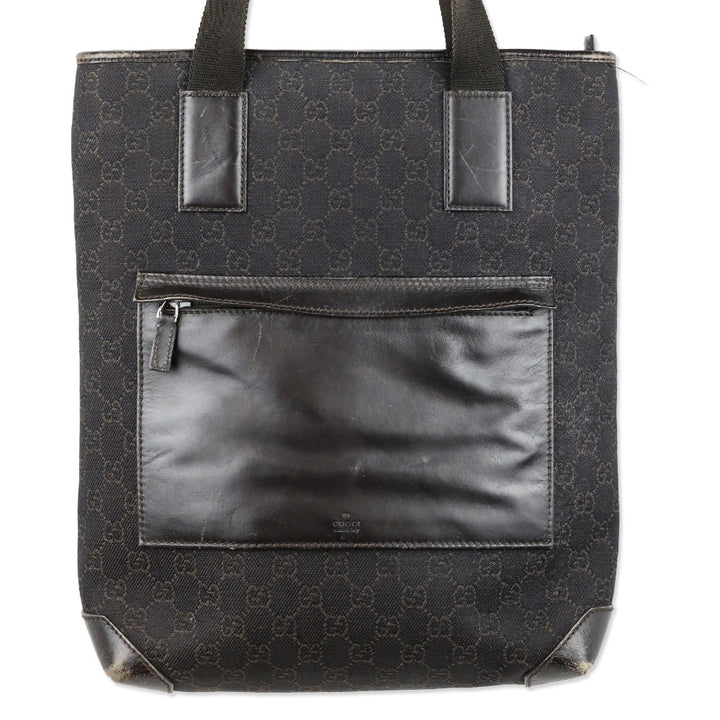 Gucci Dark Brown GG Monogram Canvas Tall Pocket Tote