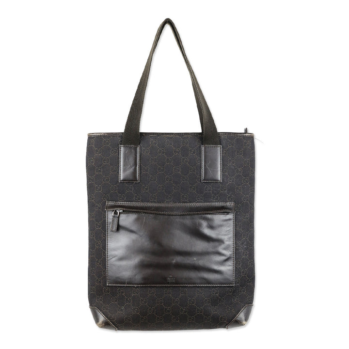 Gucci Dark Brown GG Monogram Canvas Tall Pocket Tote