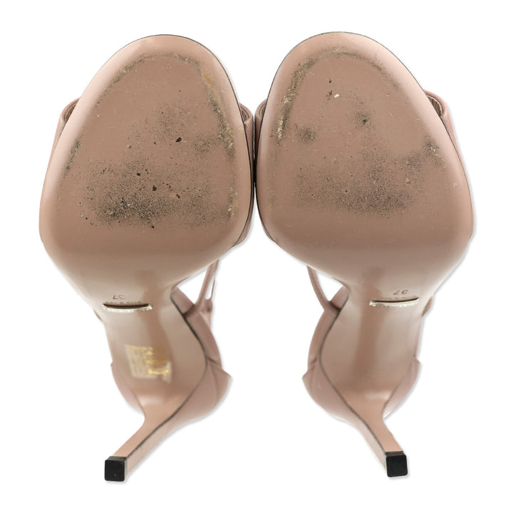 Gucci Dusty Pink Leather Crystal Interlocking GG Sandals