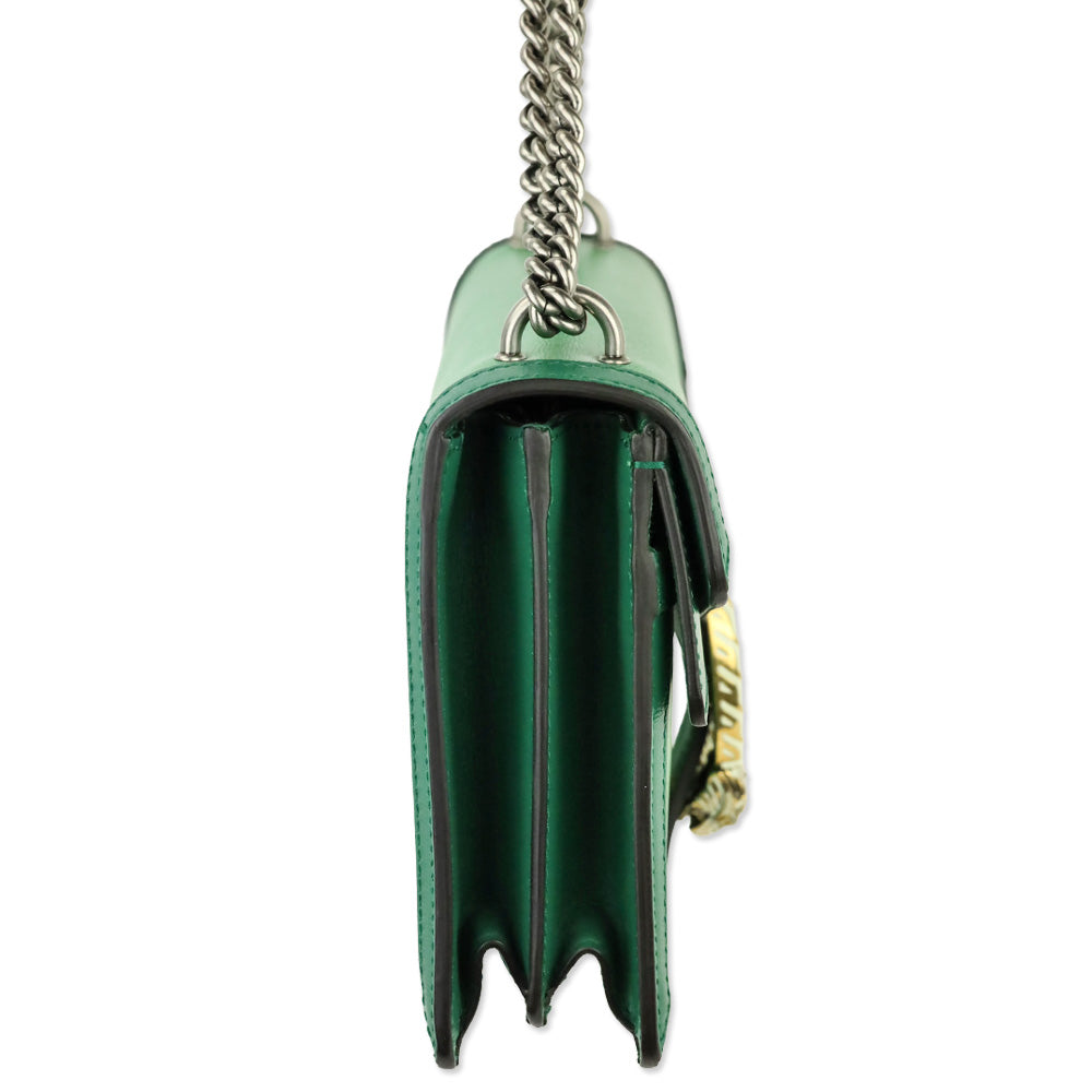 Gucci Emerald Green Calfskin Off-White Enamel Dionysus Shoulder Bag