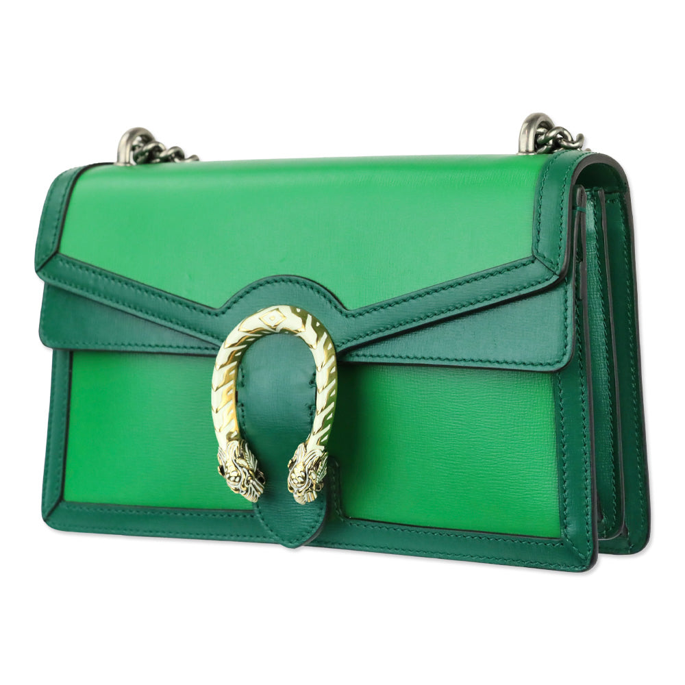 Gucci Emerald Green Calfskin Off-White Enamel Dionysus Shoulder Bag
