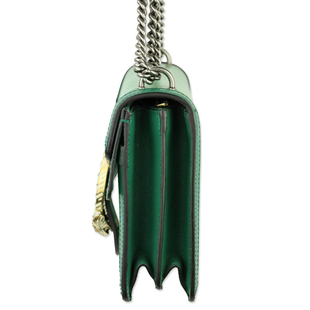 Gucci Emerald Green Calfskin Off-White Enamel Dionysus Shoulder Bag