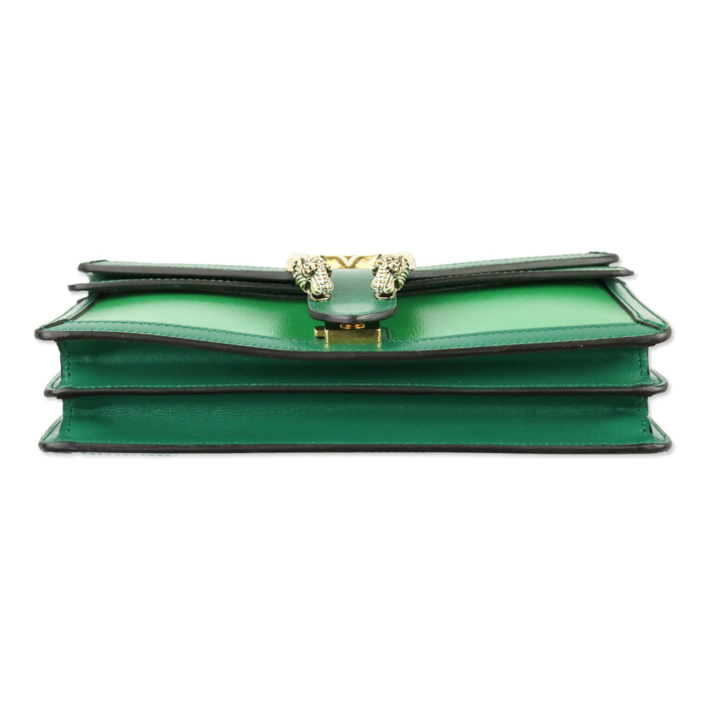 Gucci Emerald Green Calfskin Off-White Enamel Dionysus Shoulder Bag