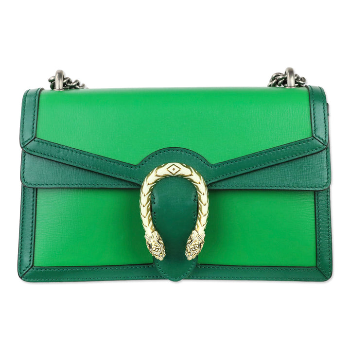 Gucci Emerald Green Calfskin Off-White Enamel Dionysus Shoulder Bag