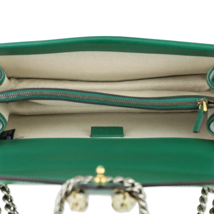 Gucci Emerald Green Calfskin Off-White Enamel Dionysus Shoulder Bag
