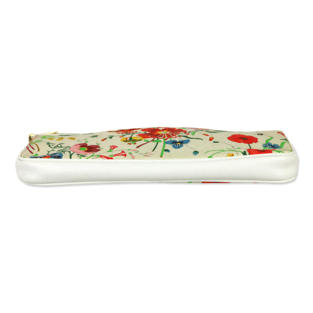 Gucci Floral Flora/Garden Canvas/Leather Trim Clutch