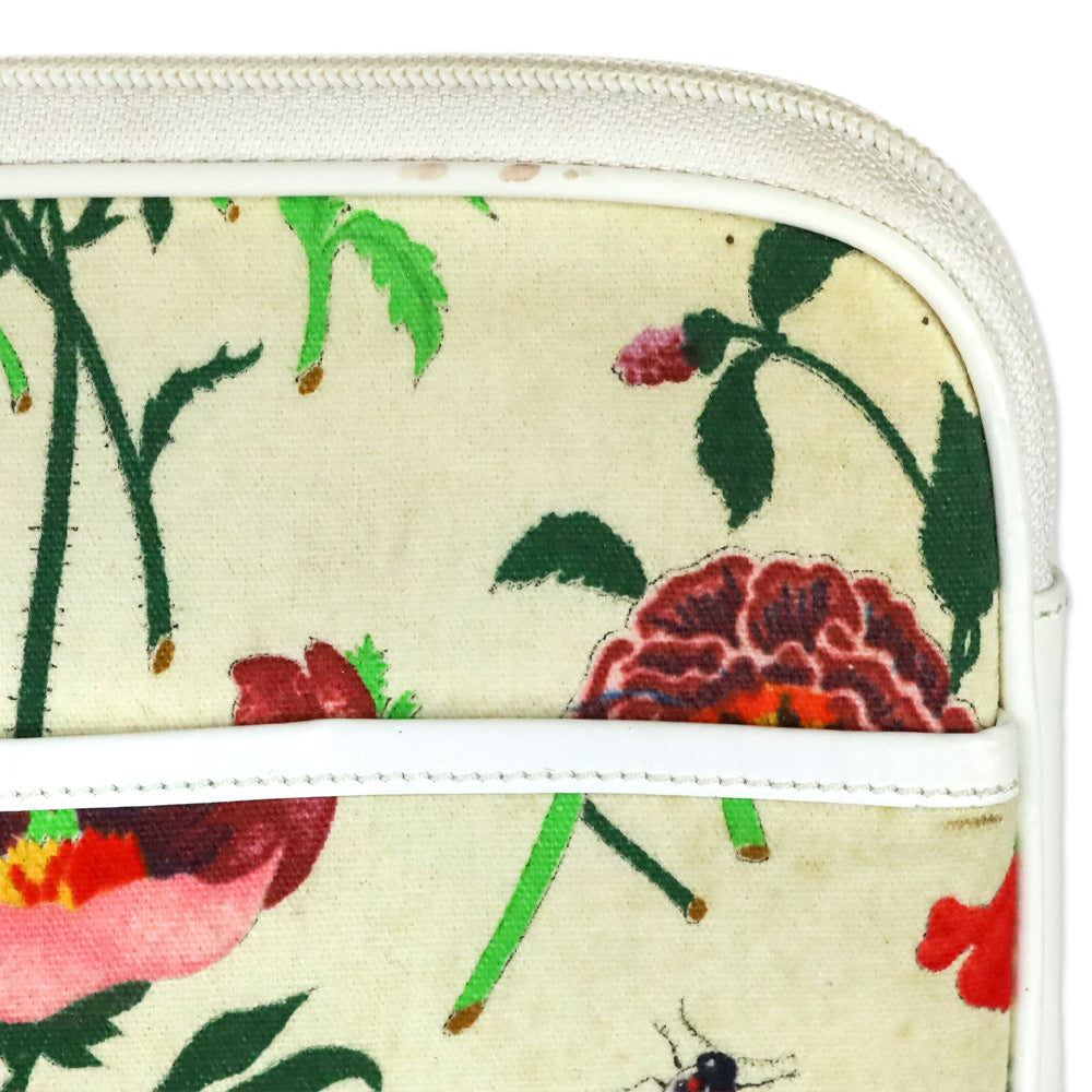 Gucci Floral Flora/Garden Canvas/Leather Trim Clutch