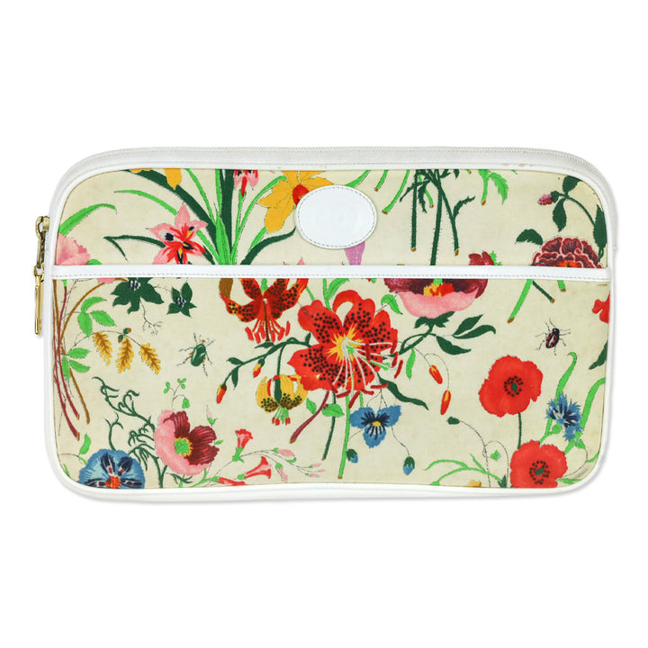 Gucci Floral Flora/Garden Canvas/Leather Trim Clutch