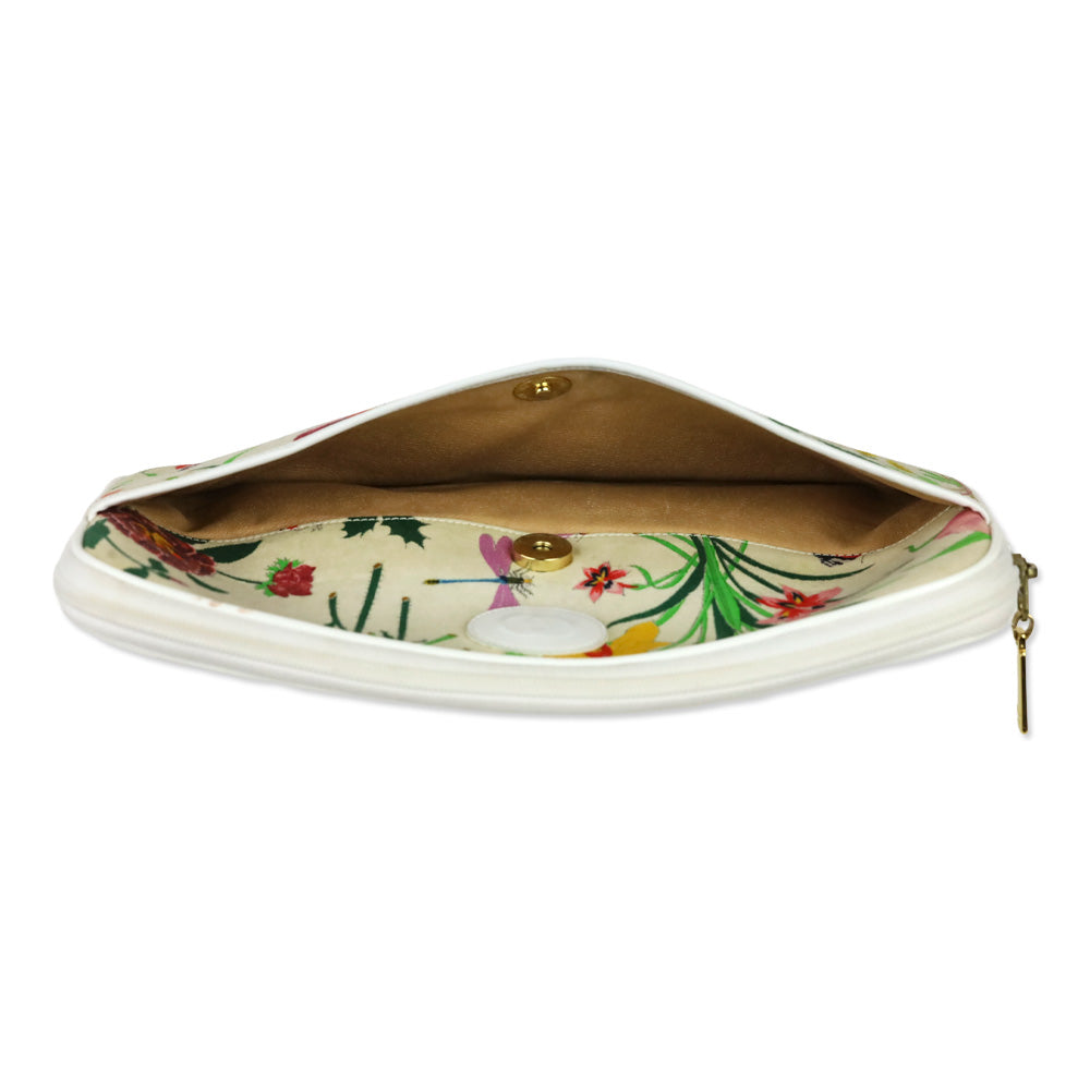 Gucci Floral Flora/Garden Canvas/Leather Trim Clutch