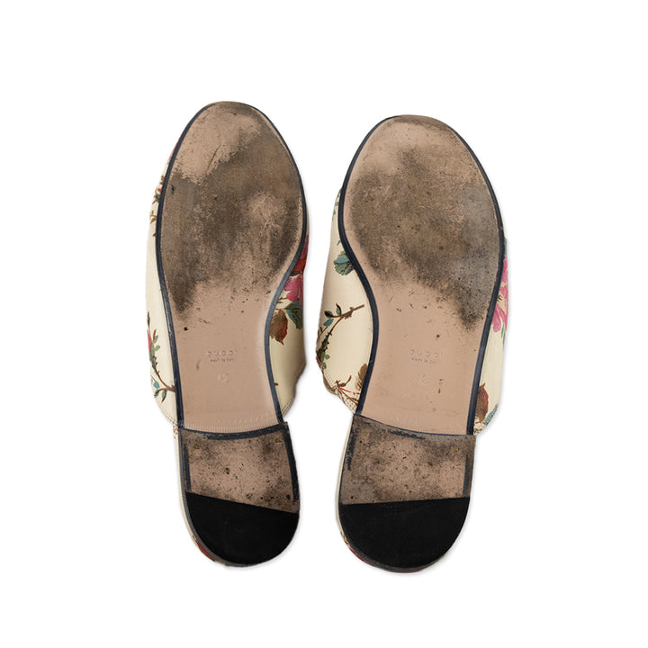 Gucci Floral Print Princetown Leather Mules