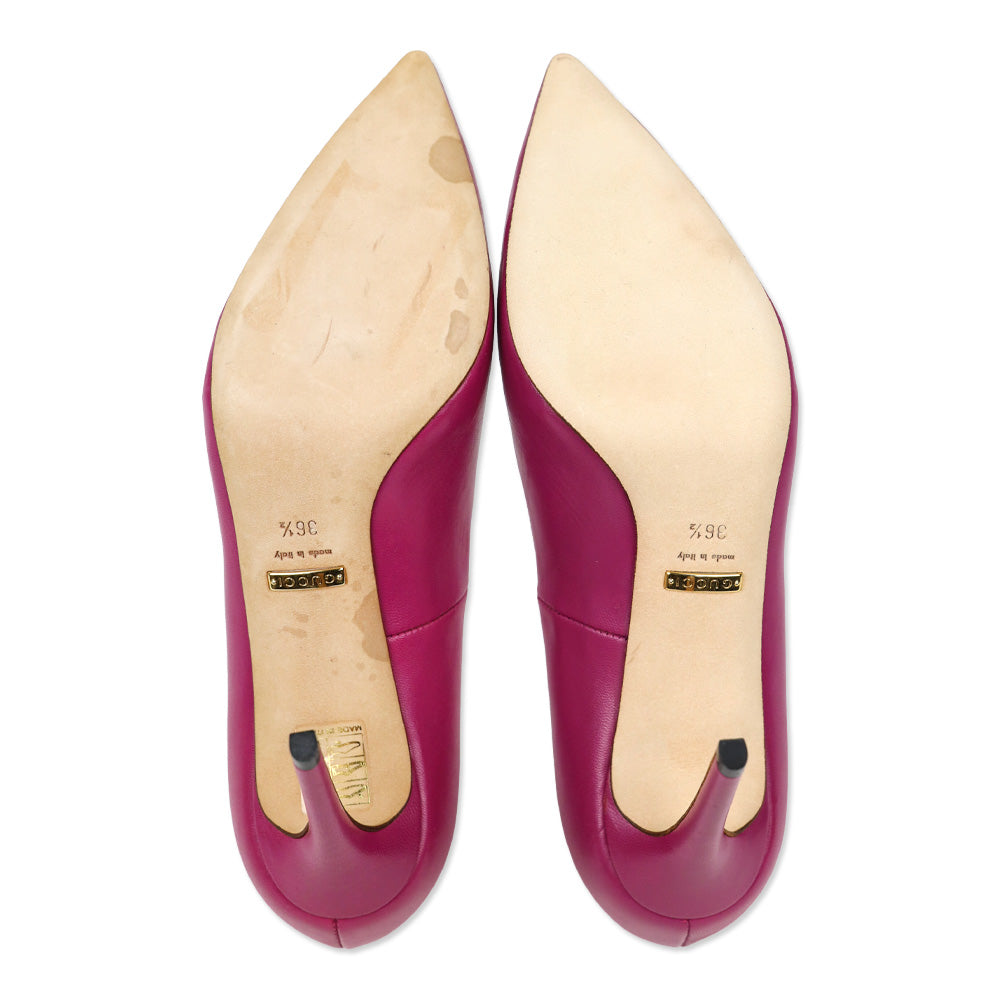 Gucci Fuchsia Leather Pointed Toe Pumps
