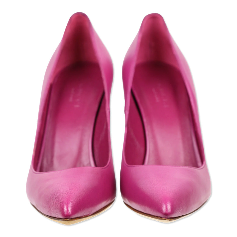 Gucci Fuchsia Leather Pointed Toe Pumps