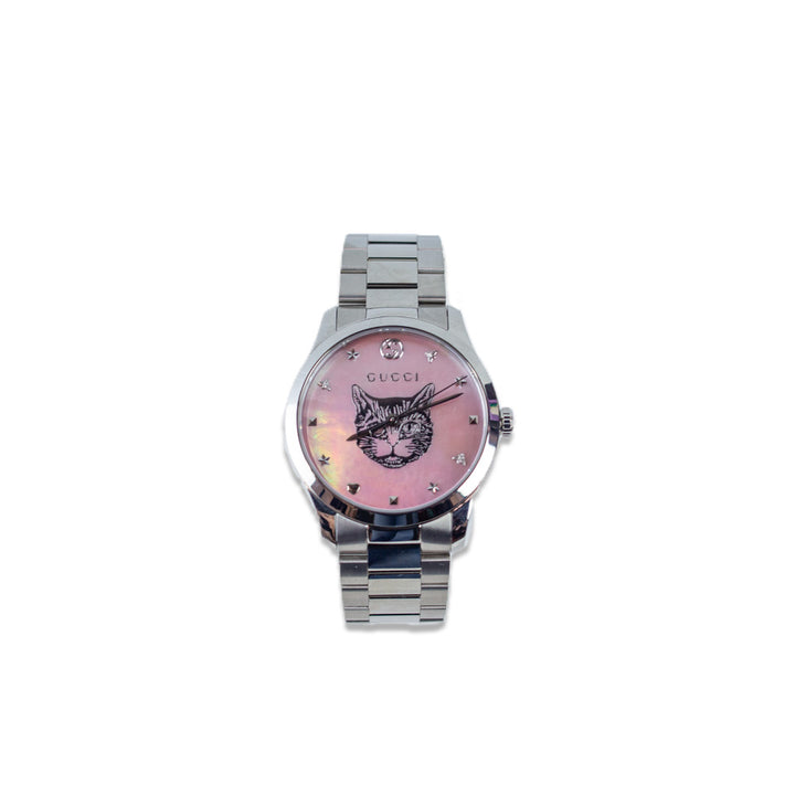 Gucci G-Timeless Iconic Pink Mother-of-Pearl Dial Stainless Steel Watch